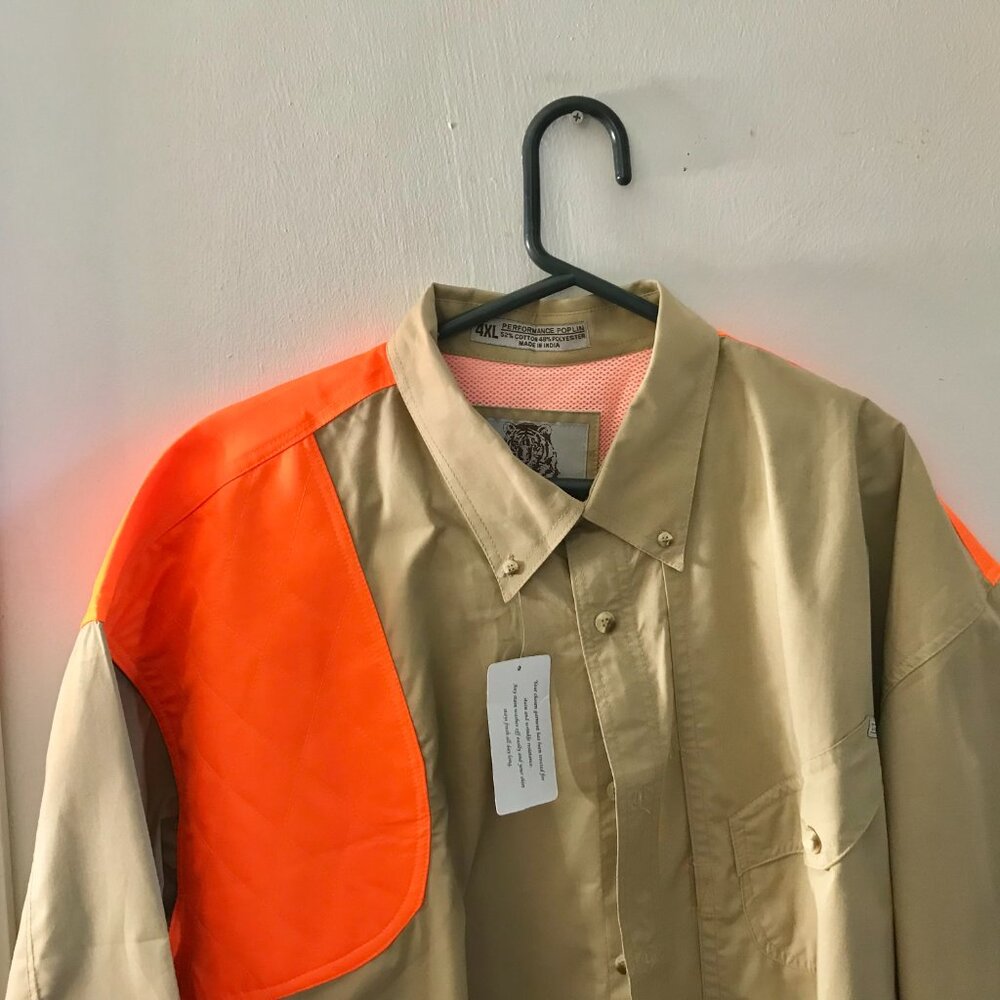 Men's Tiger Hill Beige and Orange Yoke Shirt - Size 4XL - NEW - Picture 2 of 8